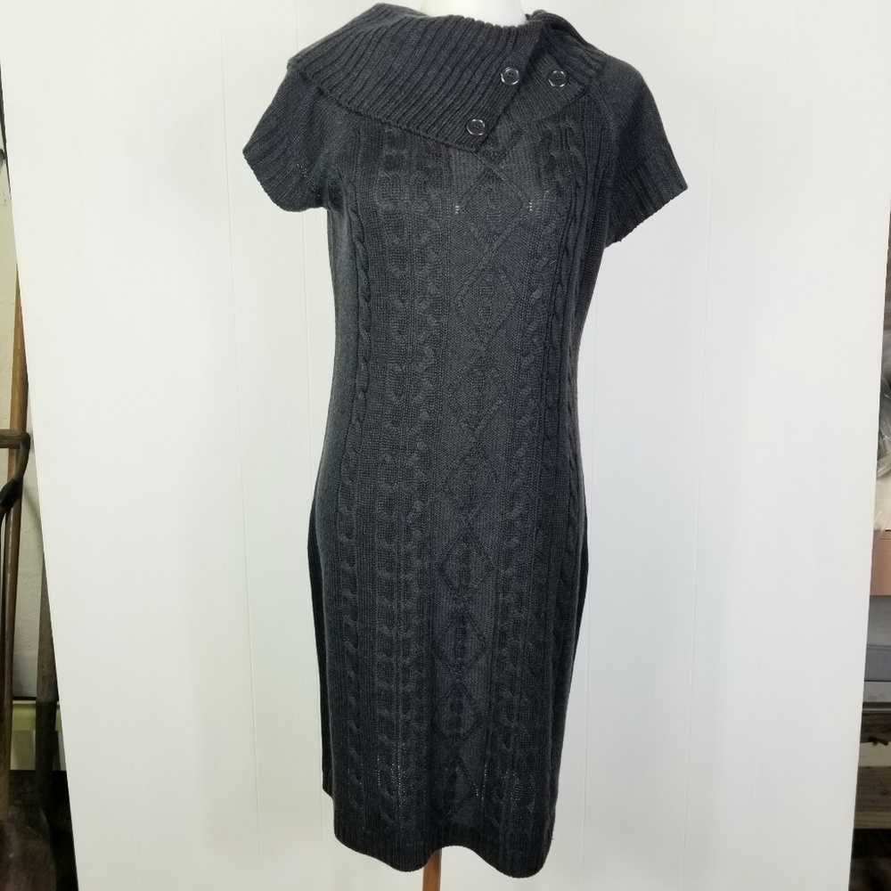 Calvin Klein charcoal knit dress size L Dark Academia